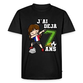 Football Girl It Is My 7th Birthday - Men's Premium Organic T-Shirt - black - Front - Nico (187cm)