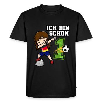 Football Girl I'm already 1 birthday - Men's Premium Organic T-Shirt - black - Front - Nico (187cm)