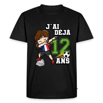 Fille de football C’est mon 12e anniversaire - T-shirt Premium bio Homme - noir - Devant - Nico (187cm)