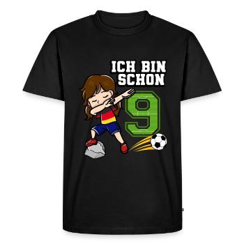 Football Girl I'm already 9 birthday - Men's Premium Organic T-Shirt - black - Front - Nico (187cm)