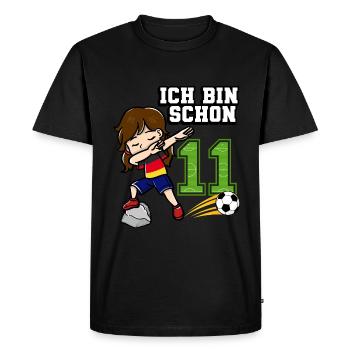Football Girl I'm already 11 birthday - Men's Premium Organic T-Shirt - black - Front - Nico (187cm)