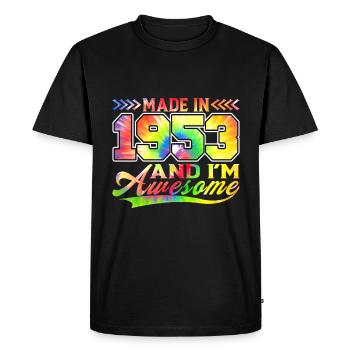Fabriqué en 1953 et je suis génial Tie Dye coloré - T-shirt Premium bio Homme - noir - Devant - Nico (187cm)