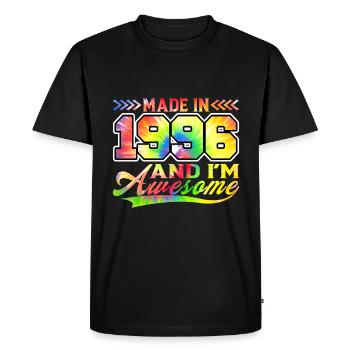 Fabriqué en 1996 et je suis génial Tie Dye coloré - T-shirt Premium bio Homme - noir - Devant - Nico (187cm)
