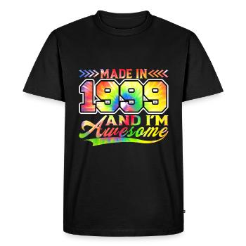 Fabriqué en 1999 et je suis génial Tie Dye coloré - T-shirt Premium bio Homme - noir - Devant - Nico (187cm)