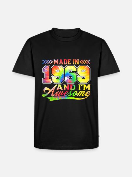 Made In 1969 Und Ich Bin Awesome Tie Dye Bunte - Herre Premium økologisk T-shirt - sort