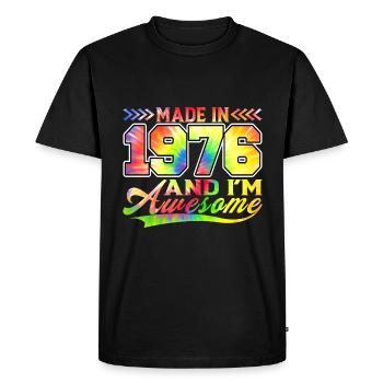 Fabriqué en 1976 et je suis génial Tie Dye coloré - T-shirt Premium bio Homme - noir - Devant - Nico (187cm)