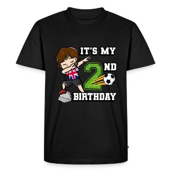 Soccer Boy C’est mon 2e anniversaire Royaume-Uni - T-shirt Premium bio Homme - noir - Devant - Nico (187cm)
