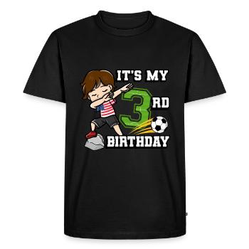 Garçon de football C’est mon 3ème anniversaire - T-shirt Premium bio Homme - noir - Devant - Nico (187cm)