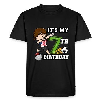 Footballer Boy I'm already 7th birthday - Men's Premium Organic T-Shirt - black - Front - Nico (187cm)