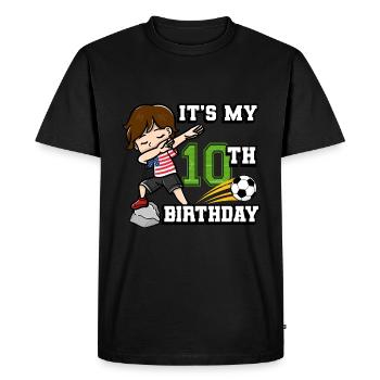 Soccer Boy C’est mon 10e anniversaire américain - T-shirt Premium bio Homme - noir - Devant - Nico (187cm)