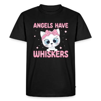 Les anges ont des moustaches | Chemise de chat mignonne - T-shirt Premium bio Homme - noir - Devant - Nico (187cm)