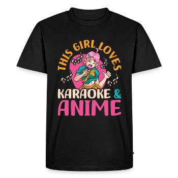Cette fille adore le karaoké | Amateurs d’anime | - T-shirt Premium bio Homme - noir - Devant - Nico (187cm)