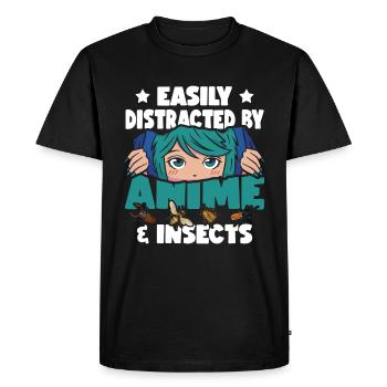 Facilement distrait par les | d’anime Amateurs d’anime | - T-shirt Premium bio Homme - noir - Devant - Nico (187cm)