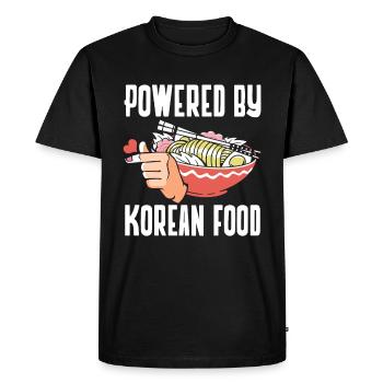 Powered By Korean Food Korean - Men's Premium Organic T-Shirt - black - Front - Nico (187cm)