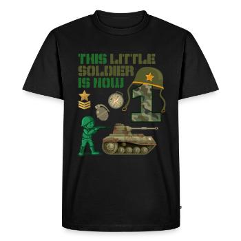 Ce petit soldat est maintenant 1 char de l’armée 1. - T-shirt Premium bio Homme - noir - Devant - Nico (187cm)