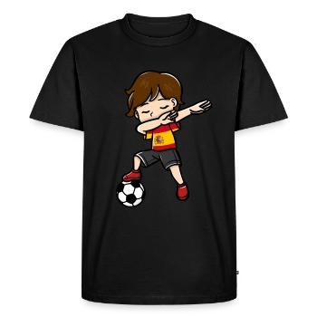 Dabbing jeunes joueurs de football drapeau espagnol - T-shirt Premium bio Homme - noir - Devant - Nico (187cm)