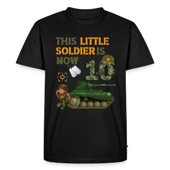 Ce petit soldat est maintenant 10 Char de l’Armée 10. - T-shirt Premium bio Homme - noir - Devant - Nico (187cm)