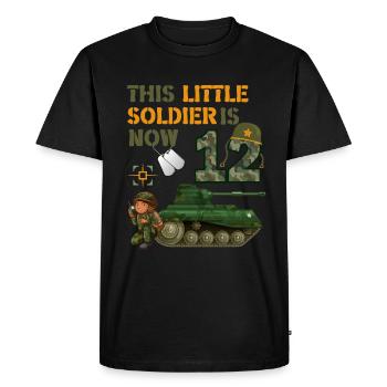 Ce petit soldat est maintenant 12 Army Tank 12. - T-shirt Premium bio Homme - noir - Devant - Nico (187cm)