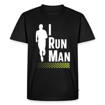 I Run Man | Vêtements de course | | de chemise de fitness - T-shirt Premium bio Homme - noir - Devant - Nico (187cm)