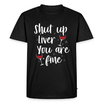 Tais-toi foie tu vas bien | Buveur de Bourbon - T-shirt Premium bio Homme - noir - Devant - Nico (187cm)