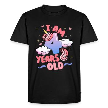 I am 4 years old | Unicorn theme | 4. - Men's Premium Organic T-Shirt - black - Front - Nico (187cm)