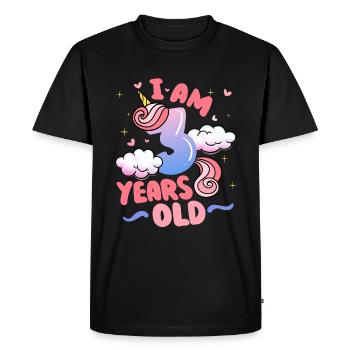 I am 3 years old | Unicorn Theme | 3. - Men's Premium Organic T-Shirt - black - Front - Nico (187cm)