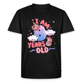 I am 8 years old | Unicorn theme | 8. - Men's Premium Organic T-Shirt - black - Front - Nico (187cm)
