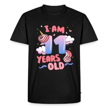 I am 11 years old | Unicorn theme | 11. - Men's Premium Organic T-Shirt - black - Front - Nico (187cm)