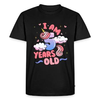I am 5 years old | Unicorn theme | 5. - Men's Premium Organic T-Shirt - black - Front - Nico (187cm)