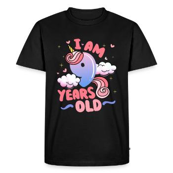 I am 9 years old | Unicorn theme | 9. - Men's Premium Organic T-Shirt - black - Front - Nico (187cm)