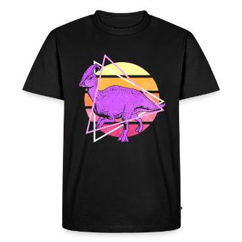 Vaporwave Synthwave Parasaurolophus Dinosaures - T-shirt Premium bio Homme - noir - Devant - Nico (187cm)