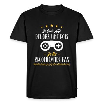 Je suis allé dehors une fois - T-shirt Premium bio Homme - noir - Devant - Nico (187cm)
