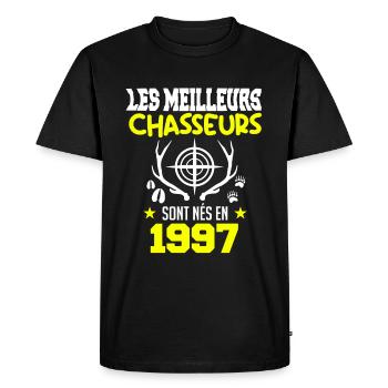 Anniversaire chasseur Née en 1997 - T-shirt Premium bio Homme - noir - Devant - Nico (187cm)