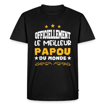 Officiellement Le Meilleur Papou Du Monde - T-shirt Premium bio Homme - noir - Devant - Nico (187cm)