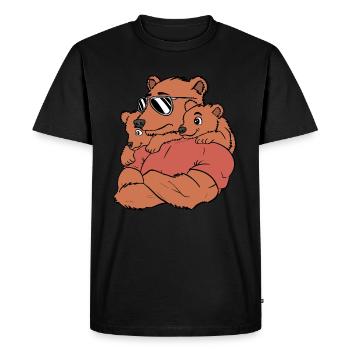 Papa Ours Et Ses Oursons Cadeau Papa Et Enfants - T-shirt Premium bio Homme - noir - Devant - Nico (187cm)