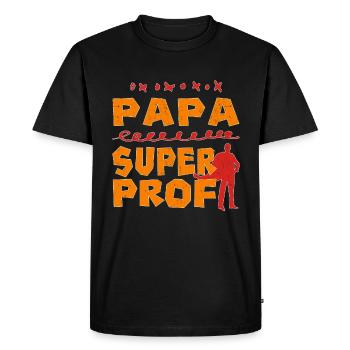 Papa Super Prof - T-shirt Premium bio Homme - noir - Devant - Nico (187cm)