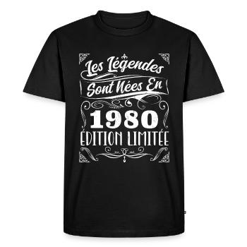 Les Légendes Sont Nés En 1980 | Cadeau - T-shirt Premium bio Homme - noir - Devant - Nico (187cm)