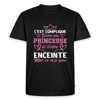 C'est compliqué d'etre une princesse et enceinte. - T-shirt Premium bio Homme - noir - Devant - Nico (187cm)