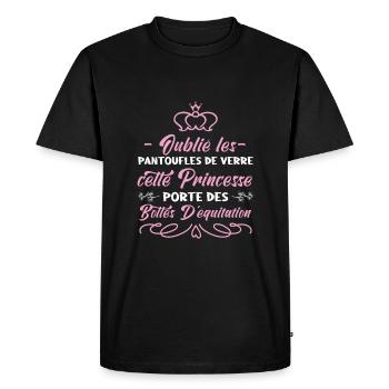 Oublie les pantoufles de verre équitation humour - T-shirt Premium bio Homme - noir - Devant - Nico (187cm)
