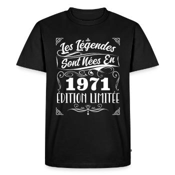 Les Légendes Sont Nés En 1971 | Cadeau - T-shirt Premium bio Homme - noir - Devant - Nico (187cm)