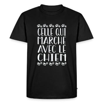 celle qui marche avec le chien - T-shirt Premium bio Homme - noir - Devant - Nico (187cm)