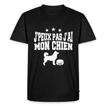 Je peux pas j'ai mon chien - T-shirt Premium bio Homme - noir - Devant - Nico (187cm)