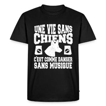 une vie sans chien c'est comme danser sans musique - T-shirt Premium bio Homme - noir - Devant - Nico (187cm)