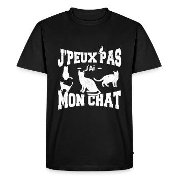 J'Peux Pas J'ai Mon Chat - T-shirt Premium bio Homme - noir - Devant - Nico (187cm)