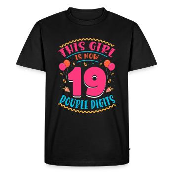 Cette fille a maintenant 19 | Thème Cupcake - T-shirt Premium bio Homme - noir - Devant - Nico (187cm)