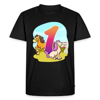 1st Birthday Riding Horse-themed One Party - Men's Premium Organic T-Shirt - black - Front - Nico (187cm)