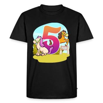 5th Birthday Riding Horse Theme Five Party - Men's Premium Organic T-Shirt - black - Front - Nico (187cm)
