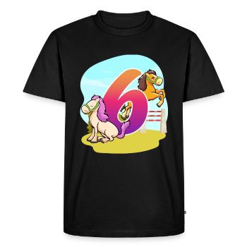 6th Birthday Riding Horse Theme Six Party - Men's Premium Organic T-Shirt - black - Front - Nico (187cm)