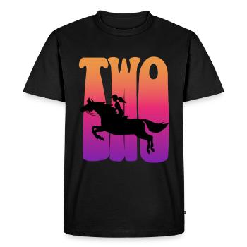 Girl riding, I am 2 years old, children 2. - Men's Premium Organic T-Shirt - black - Front - Nico (187cm)