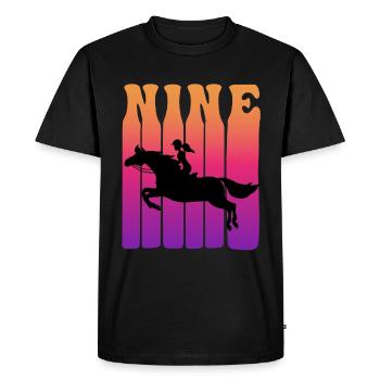 Girl riding, I am 9 years old, children 9. - Men's Premium Organic T-Shirt - black - Front - Nico (187cm)
